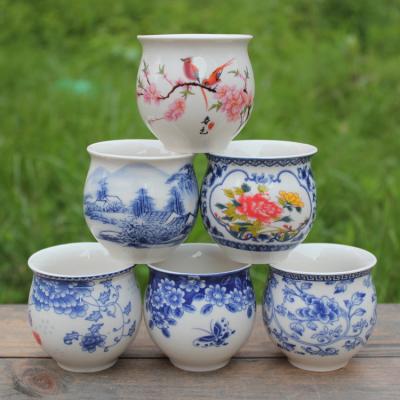 China Blue and White Flowerpot Porcelain Plant Pastoral Colorful Desktop Succulent Flower Pot for sale