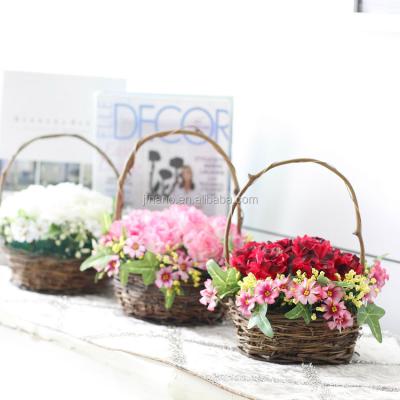 China Modern Attractive Wedding Decoration Basket Roses Bride Artificial Flowers for sale