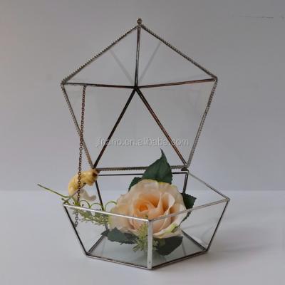 China Durable Wholesale Geometric Glass Greenhouse Keepsake Flower Box Jewelry Box for sale