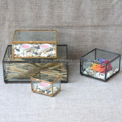 China Simple Rectangular Small Glass Display Box Photo Box /Christmas Candy Storage Containers Clear Glass Box for sale