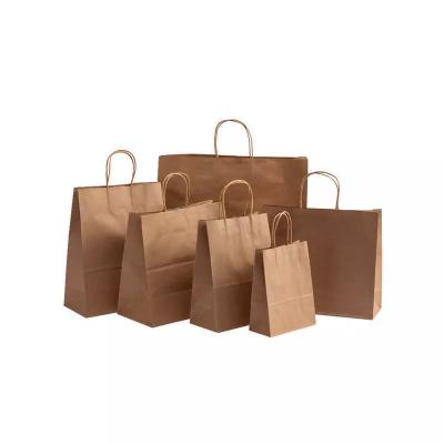 China Wholesale Custom Biodegradable Gift Paper Shopping Bag Kraft Paper Handle Bag With Your Own Logo for sale