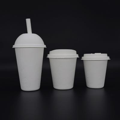 China Eco Friendly High Quality Disposable Sugar Cane White Coffee Cups With Lids for sale