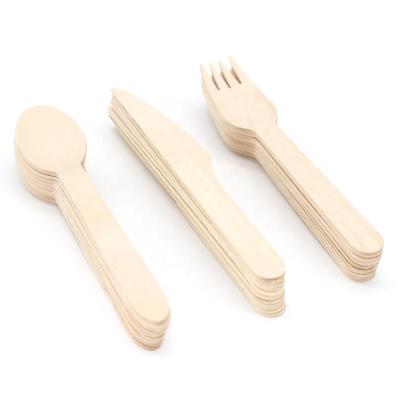 China Hot sale 160mm bulk spoon fork knife 100pcs eco-friendly wooden cutlery 140/160mm for sale