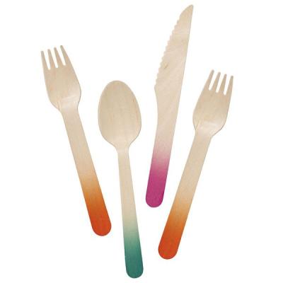 China Home Hotel Restaurant Hot Sale Biodegradable Wooden Cutlery Disposable Wooden Color Print for sale