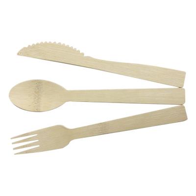 China Home Disposable 170mm Bamboo Knife Fork Hotel Restaurant Spoon Disposable Bamboo Cutlery Organizer for sale