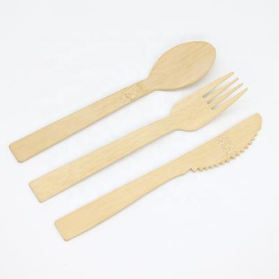 China Free Sample Hotel Restaurant Eco Friendly Home Premium Compostable Bamboo Disposable Cutlery Spoons Bamboo Cutlery Set for sale