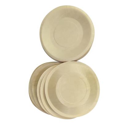 China Disposable Disposable Tableware Disposable Wooden Round 5inch Round Dish Bio Wood Dish for sale