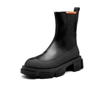 China New Fashion British Style Round Low Thick Heel Martin Boots Women Motorcycle Boots for sale