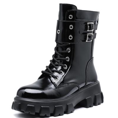 China Big Border Women's Boots Martin Boots British Wind Short Women's Plush Round Boots for sale