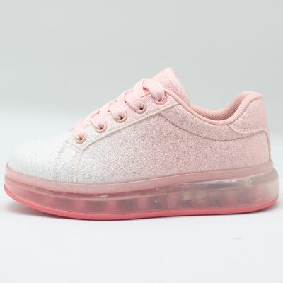 China Newest Round LED Lighting Shoes Glitter Kids Sneakers Girl LIGHTING Shoes Kids Flashing Shoes Girls Glitter PU 500 Pairs BOC21019 for sale