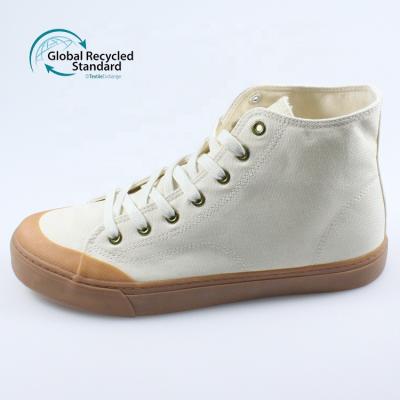 China Round Frame High Top Recycle Trainer Unisex Vulcanized Sneaker Recycle Canvas Shoes for sale