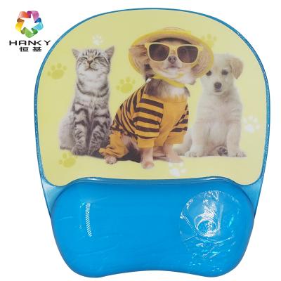 China With Wrist Rest Cute Pets Pattern 3D Wrist Rest Support Silicone Gel Hand Pillow Gaming Printing Mouse Pad for sale