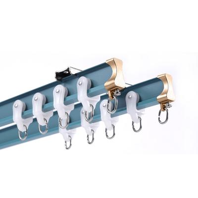 China Modern Design Modern Curtain Rod Set Multicolor Double Layer Aluminum Alloy Ceiling Curtain Track for sale