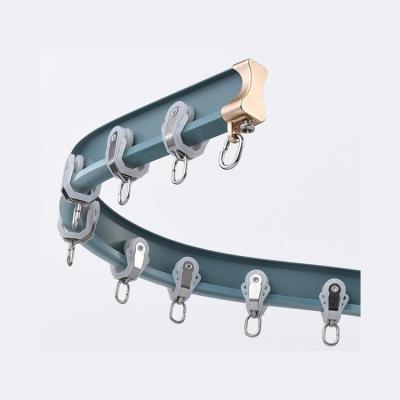 China Modern Zejia LU Track Home Decoration Pulley Guide Mute Aluminum Curved Curtain Rod for sale