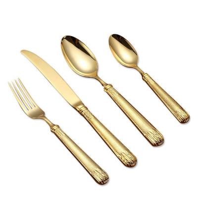 China Sustainable Cathylin High Grade Flatware Wedding Hotel Events Stainless Steel Gold Flatware Set for sale