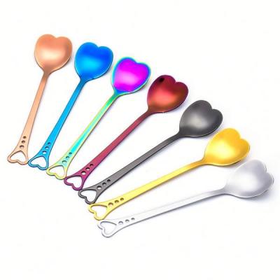 China Metal Stainless Steel Tea Dessert Teaspoon Gift Cute Funny Cute Single Heart Silver Stainless Steel Mini Scoop for sale