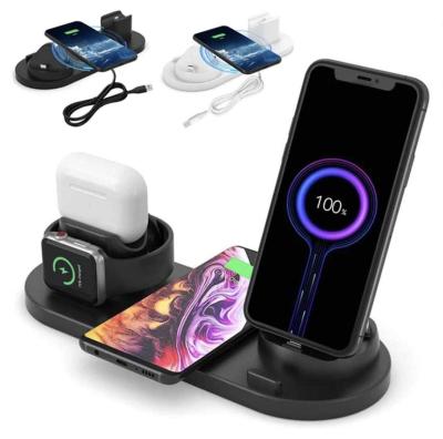 China Hot Selling Multi Function Qi Wireless Charging Stand 6 in 1 Charger Dock Station for Smart Phone/earbuds/ Smart Watch for sale