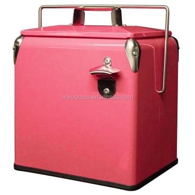 China Manufacture Vintage Sustainable Metal Portable 17L Lunch Box Cooler Box In WUYI for sale