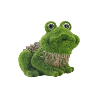 China Europe Custom Resin Flocking Frog Statue For Garden Decoration for sale