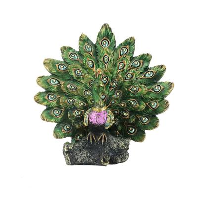 China Europe Home Decoration Resin Peacock Statue with LED Lantern Lights for sale