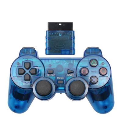 China Transparent wireless gamepad color double vibration suitable for PS2 game controller wireless joystick 652 for sale