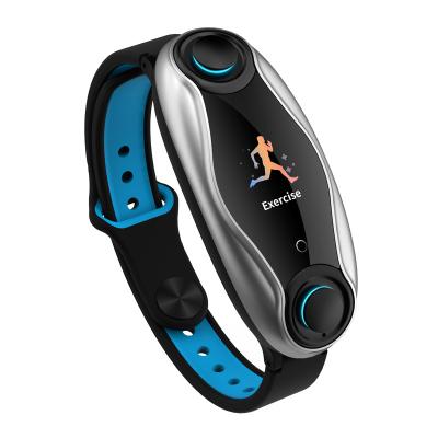 China MP3 playback smart bracelet earphone two in one sports listening music and call bracelet heart rate blood pressure smart watch for sale