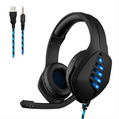 China Hot Selling Earphone Stereo 3.5MM and USB Noise Reduction Wired Headset with Microphone LED Light Switchable PS4 X Box Game Headphones for sale