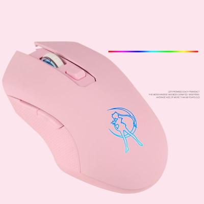 China Convenient Pink LED Gaming Silent Optical 1600DPI Mice For PC Laptop 2.4G USB Rechargeable Wireless Mouse for sale