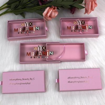 China Delicate 3D Logo Printing Process PVC Drawer Eyelash Box Wholesale High End Custom Made Empty Pink Seller for sale