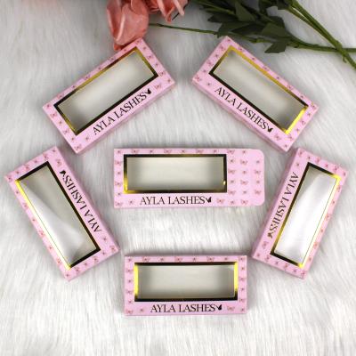 China Factory price private label natural soft eyelash box wholesale rose butterfly logo custom window card box seller for sale