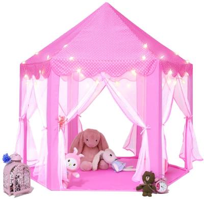 China Indoor Outdoor Princess Kids Play Tent Bonus Star Lights Girls Big Hexagon Playhouse Kids Castle Play Tent For Kids for sale