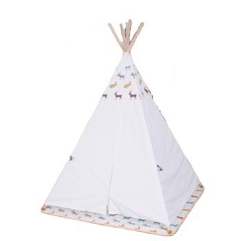 China Soft Comfortable Kids Play Tent Kids Play Tent 100% Cotton Four Wooden Poles for sale