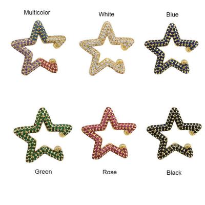 China Add UV-coating on proudct surface to prevent from tarnishing New Women's Fashion Gold Plated Non-Piercing CZ Star Shape Ear Clip Micro Ear Cuffs CZ star cuff earrings for sale