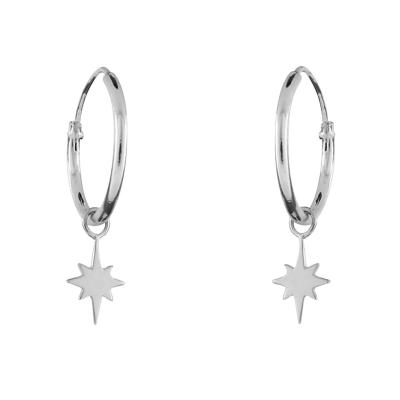 China CLASSIC 925 Sterling Silver Star Charm Hoop Earrings for sale