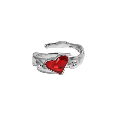 China CLASSIC Irregular CZ Heart 925 Sterling Silver Adjustable Ring For Women for sale