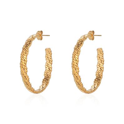 China CLASSIC Hot Sales Jewelry High Quality 18K Gold Plated Stainless Steel Large Hoop Earrings For Women for sale