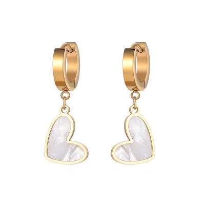 China CLASSIC Fashion Jewelry 18K Gold Plated Stainless Steel Heart Hoop Earrings Circle Huggie Earrings For Women for sale