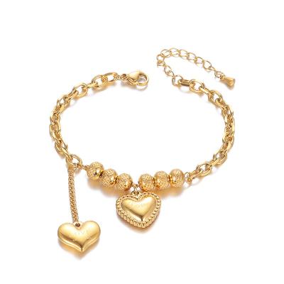 China Factory Direct Sale CLASSIC Stainless Steel Charm Bracelet Bangles 18K Gold Plated Letter Heart Wear Chains Fashion Jewelry for sale