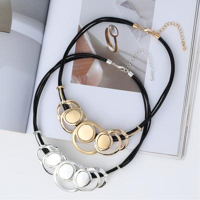 China Add UV-coating on Surfuce Product to Prevent Tarnishing Fashion Geometric Large Circle Choker Pendant Necklace for Women's Jewelry Gifts for sale