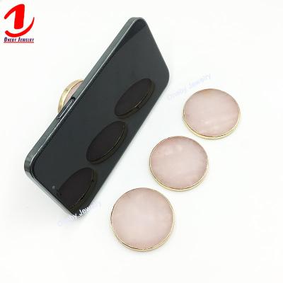 China Custom Mobile Rose Quartz Golden Rim Edge Edge Adjustable Round Phone Holder Sticker Grip Finger Grip Holder Mobile Elastic Grip for sale