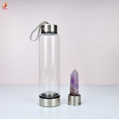 China Feiyou Nautical Amethyst Gemstone Custom Healthy Infuser Printed Crystal Glass Water Bottle Drinking Natural Quartz Stone Water Bottle for sale