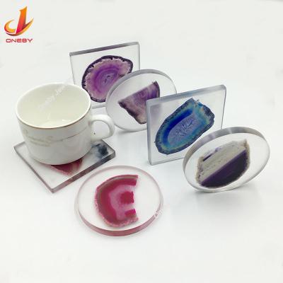 China Natural Absorbent Acrylic Mat Slice Agate Coaster Handmade Agate Sand From Europe 8cm Molde From Wedding Beach for sale