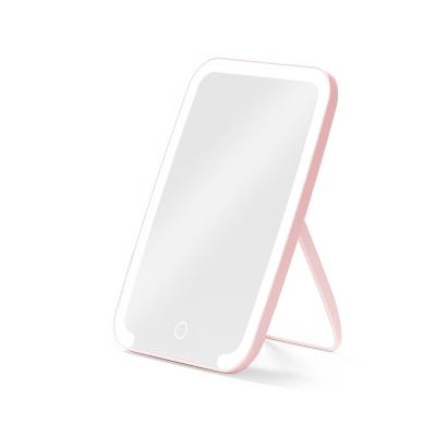 China Wholesale Custom Minimalist Portable USB Mirror LED Light Makeup Beauty Desk Mirror For Gift for sale