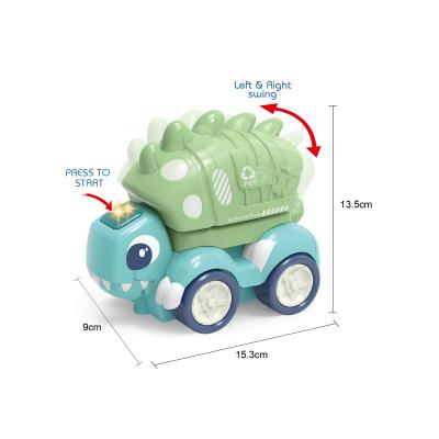 China New Dinosaur Inertia Trolley Hygiene Toy Car Sound Light Children's Early Education Toy for sale