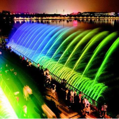 China Modern Rainbow Free Bridge Design Wuhan Music 30 Large Water Fountain Dancing Outdoor Water Fountain Led Lights for sale