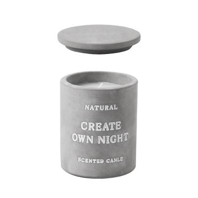 China Home Decoration Candle Container Soy Wax Concrete Candle Cup Concrete Cement Candle Jar With Lid for sale