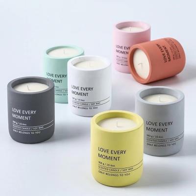 China Home Decoration Bulk Wholesale Matte Custom Printed Cylinder Cement Jar Candle Holder OEM ODM for sale