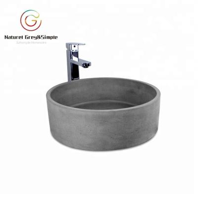 China Minimalist Natural Rough Stone Cement Terrazzo Lavatory Cement Bathroom Vessel Sink for sale