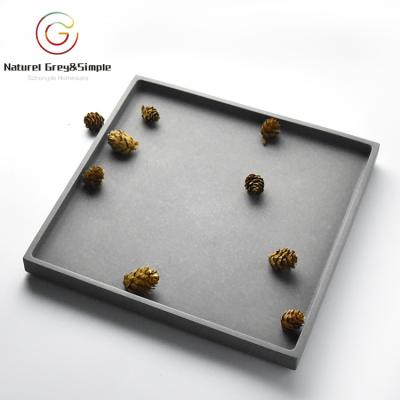 China Natural Matt Light Gray Concrete Cement Stone Square Serving Tray Serving Tray for sale