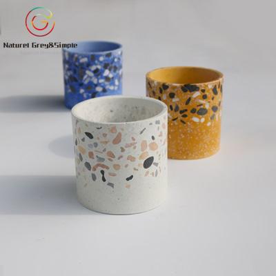 China Minimalist Customized White Terrazzo Design Terrazzo Plant Pot for sale